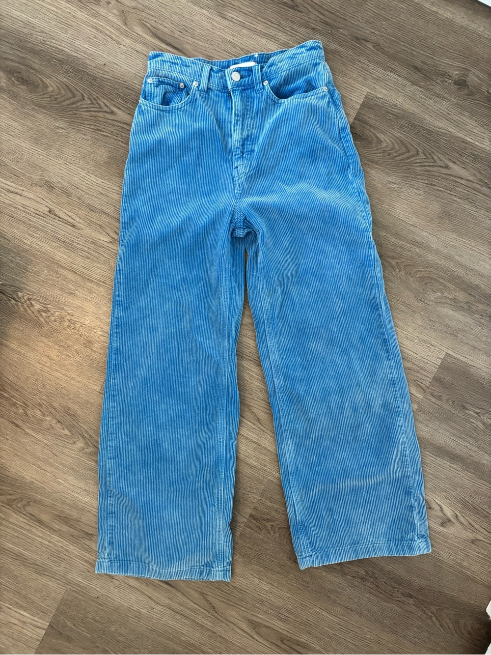 BDG Urban Outfitters Baggy High Rise Wide-Leg 100% Cotton Blue Corduroy Pants